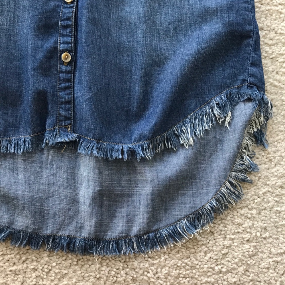 {Anthropologie} Fringed Chambray Tunic - Picture 5 of 7